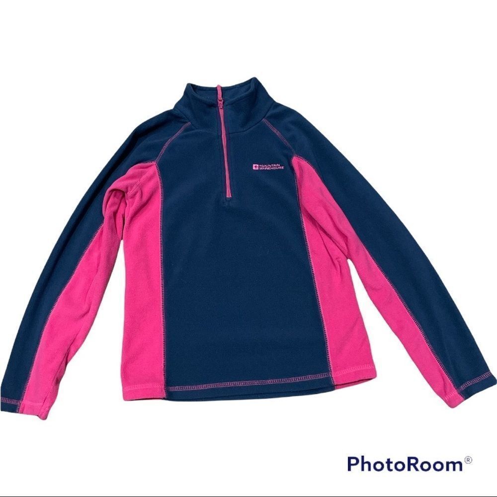 Mountain Warehouse Girls Navy Blue & Pink 1/4 Zip Fleece Size 10